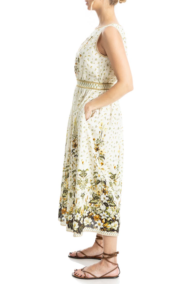 Floral Sleeveless Boat Neck Maxi Dress, Alternate, color, YELLOW MAGNOLIA