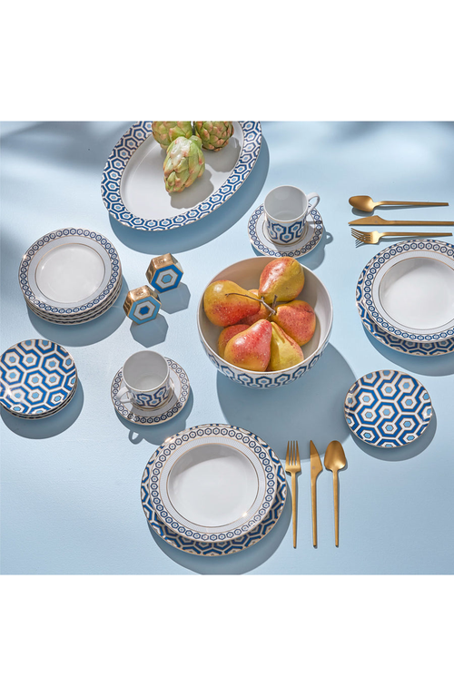Jonathan Adler Newport Soup Bowl In White/blue/gold