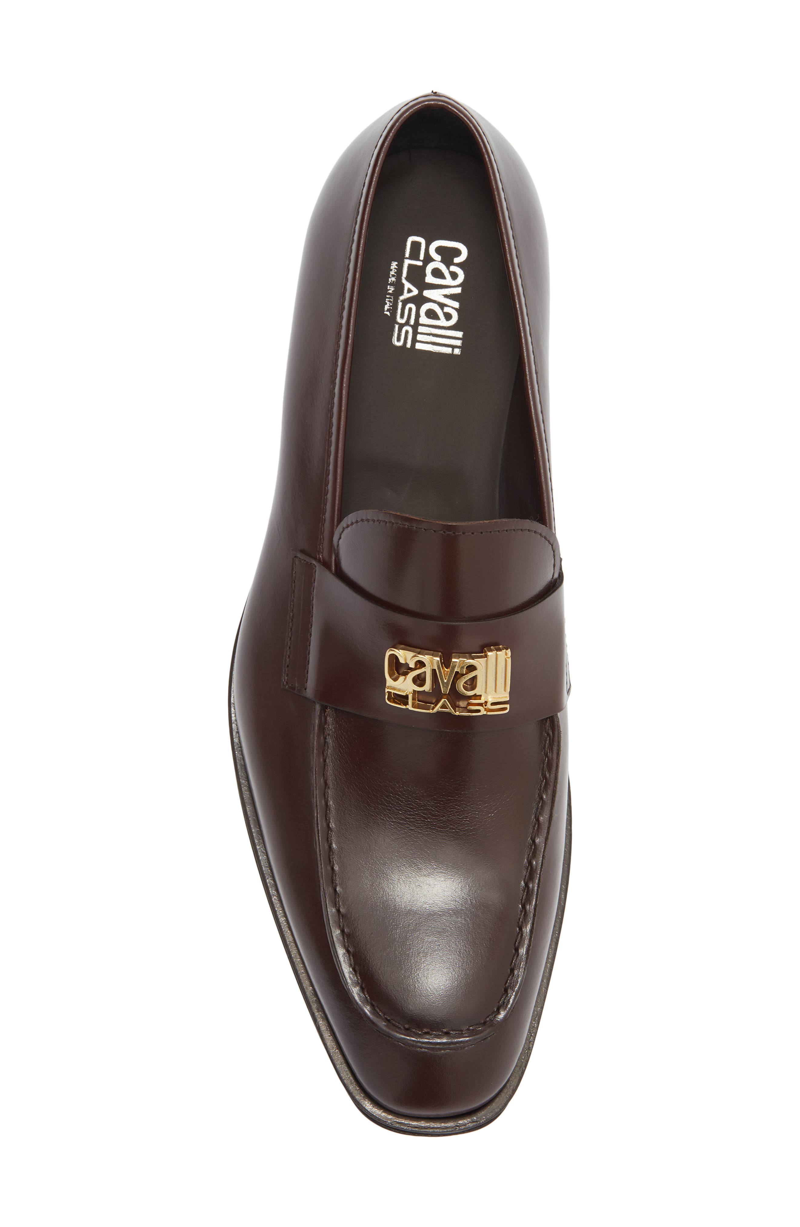 Roberto Cavalli Logo Bit Loafer, Alternate, color, Brown