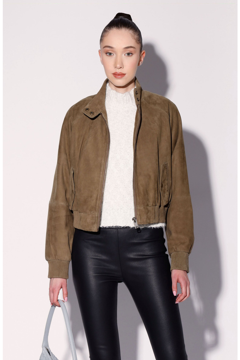 Bowie Suede Bomber Jacket, Main, color, Cypress Suede