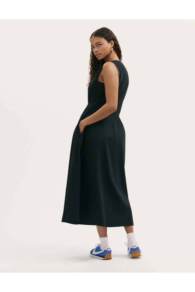 Georgie Cotton Sleeveless Midi Dress, Alternate, color, Black
