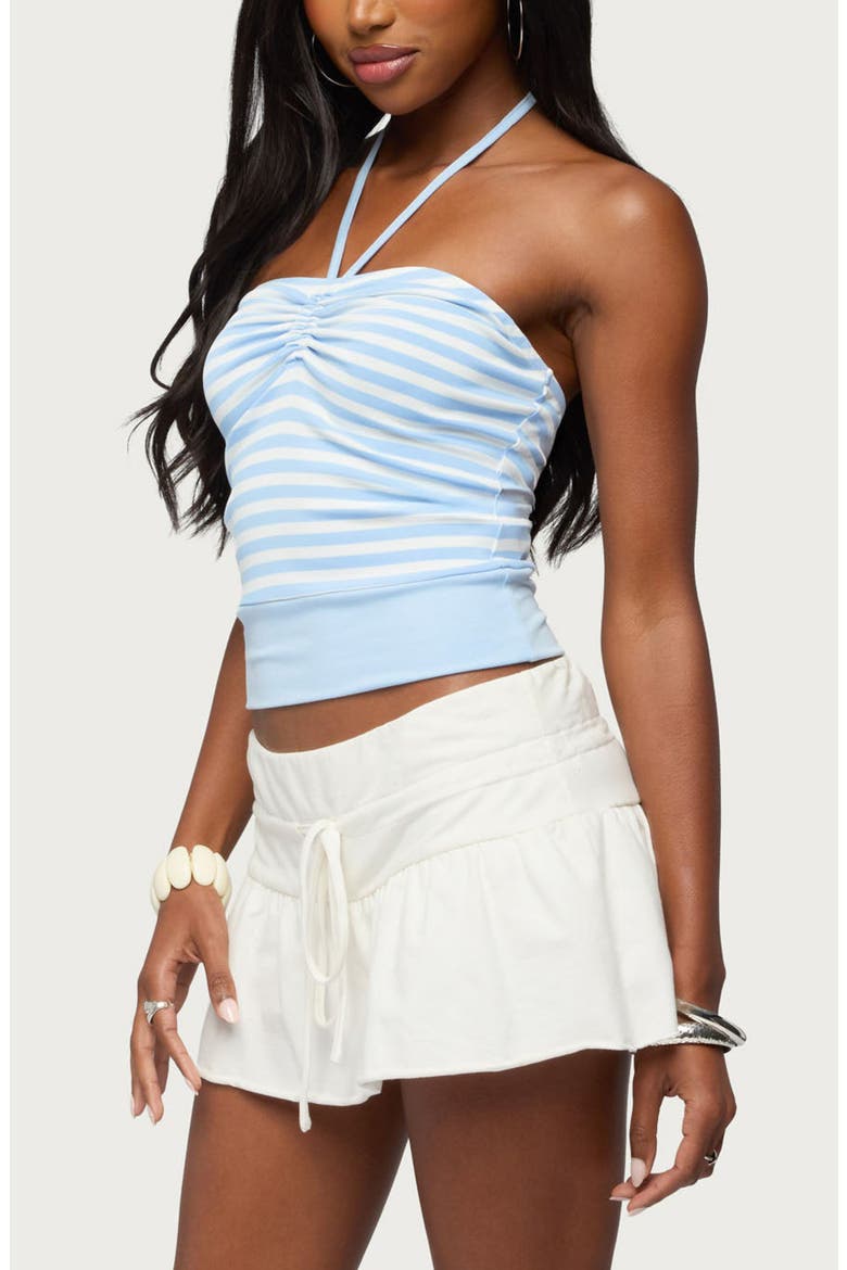 Citron Striped Halter Top, Alternate, color, WHITE-AND-BLUE