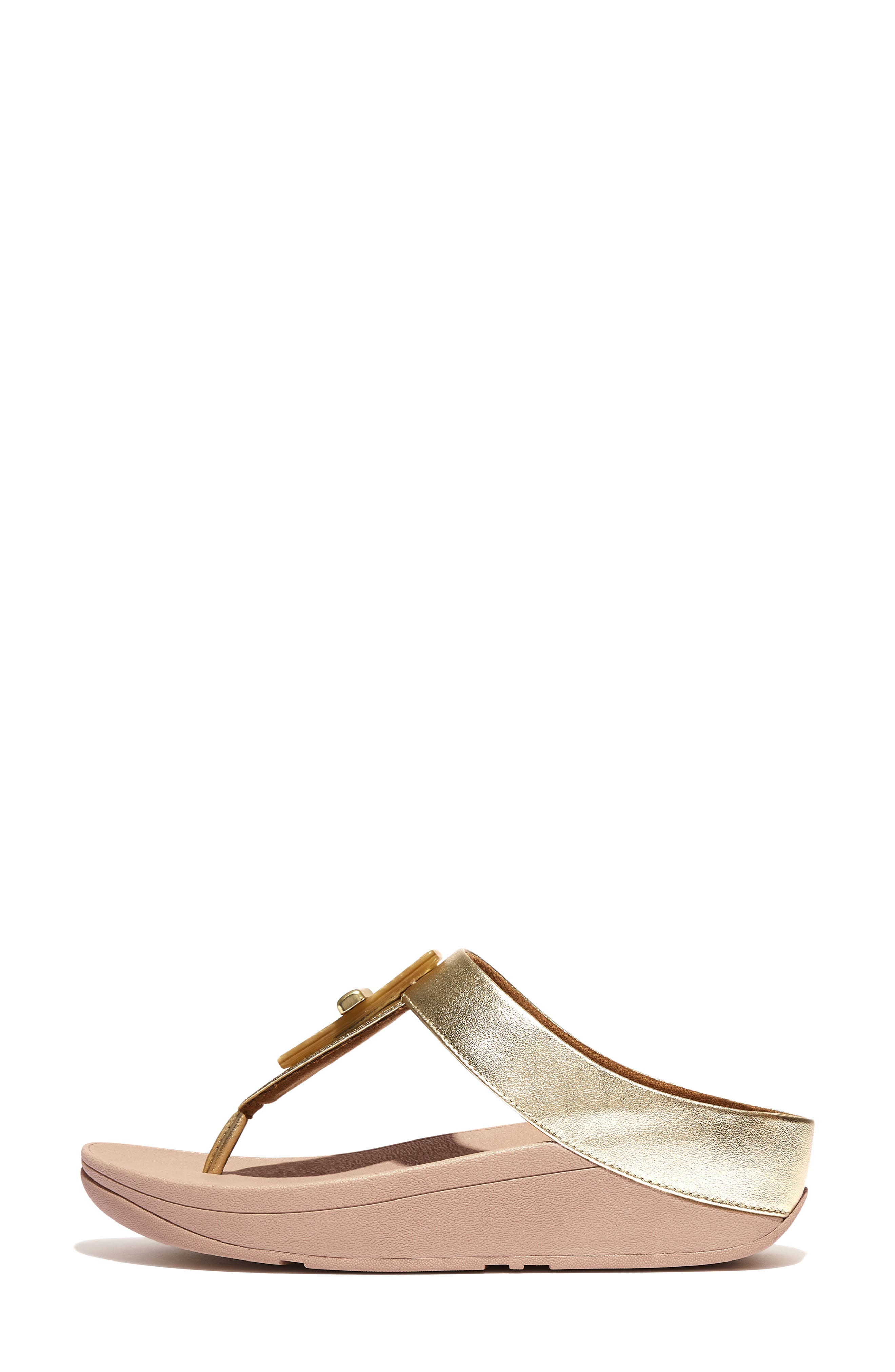 Fino Resin-Lock Leather Flip Flop, Alternate, color, PLATINO