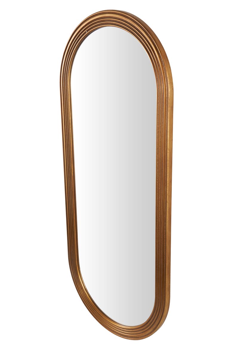 Oval Wooden Wall Mirror, Alternate, color, BROWN