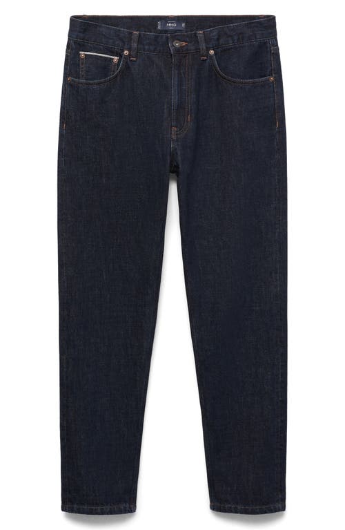 Mango Tapered Leg Jeans In Open Blue
