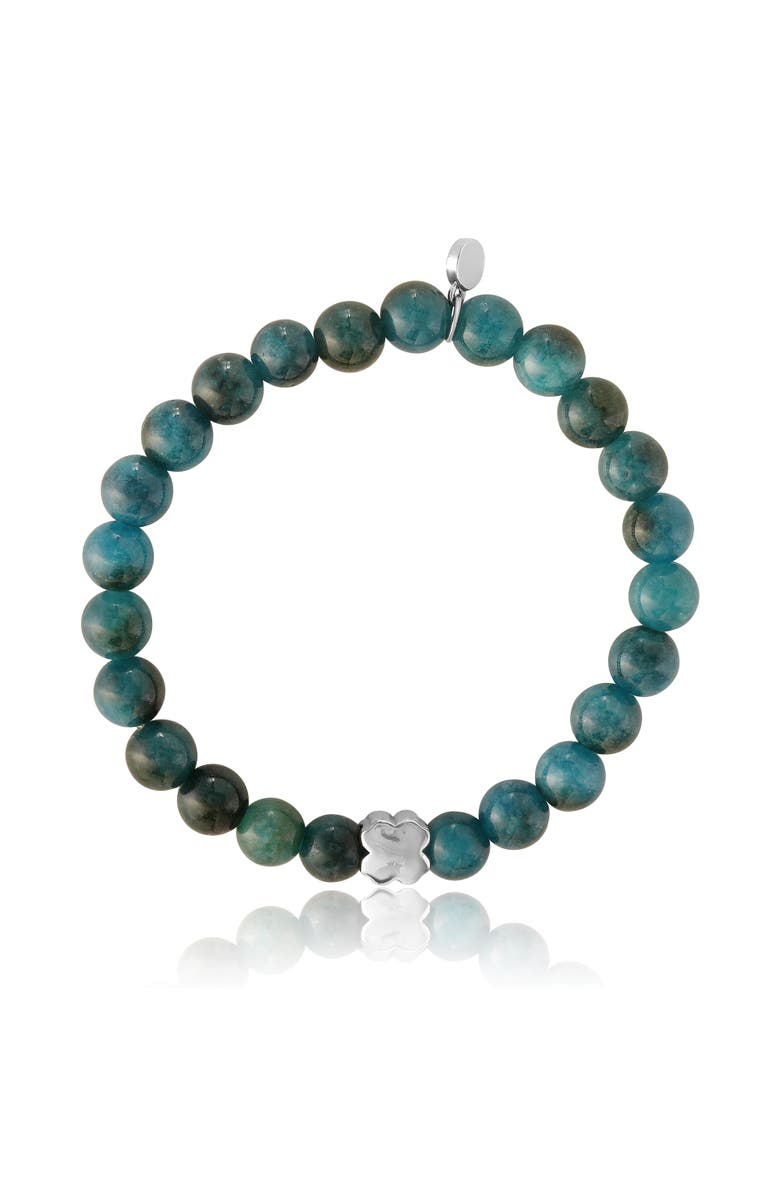 Lucky Brand Blue Teal Jade Stretch Bead Bracelet, Alternate, color, Blue