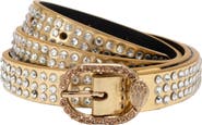 Kurt Geiger London Mayfair Crystal Embellished Metallic Leather Belt