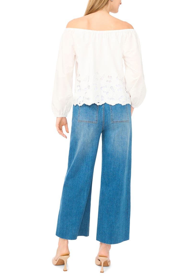 Button-Up Off the Shoulder Top, Alternate, color, ULTRA WHITE