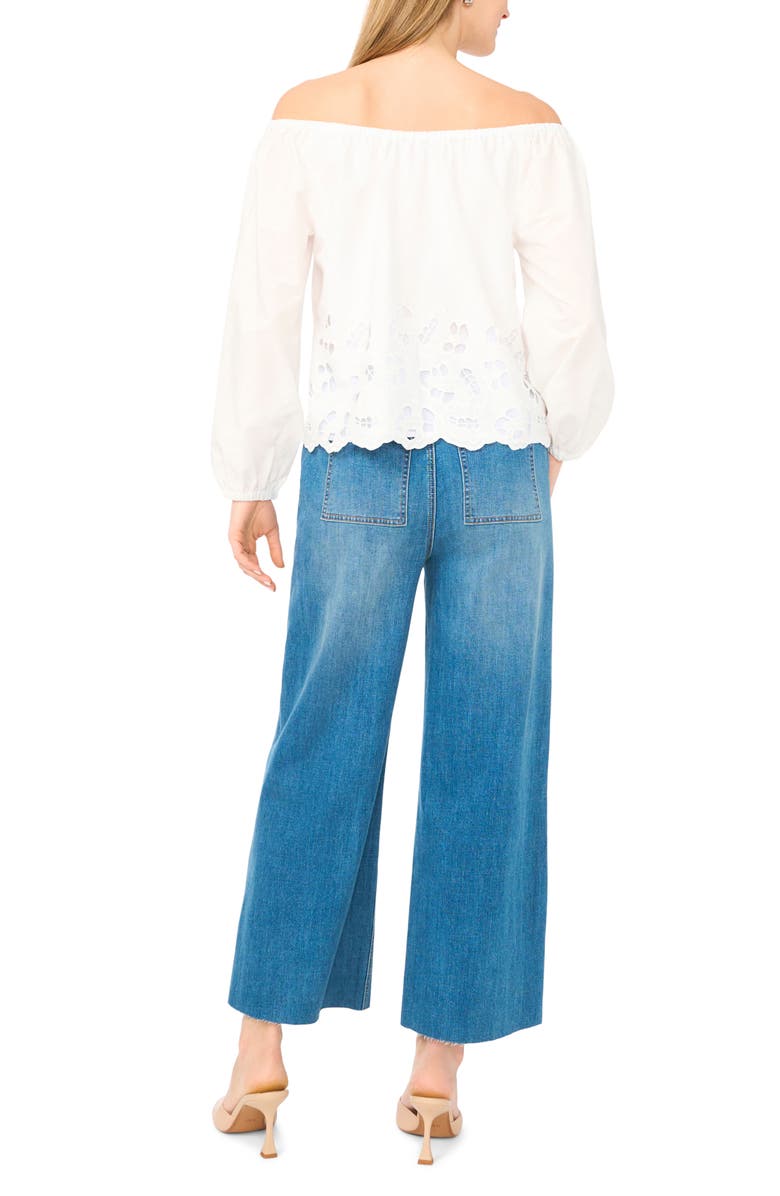 Vince Camuto Button-Up Off the Shoulder Top, Alternate, color, Ultra White