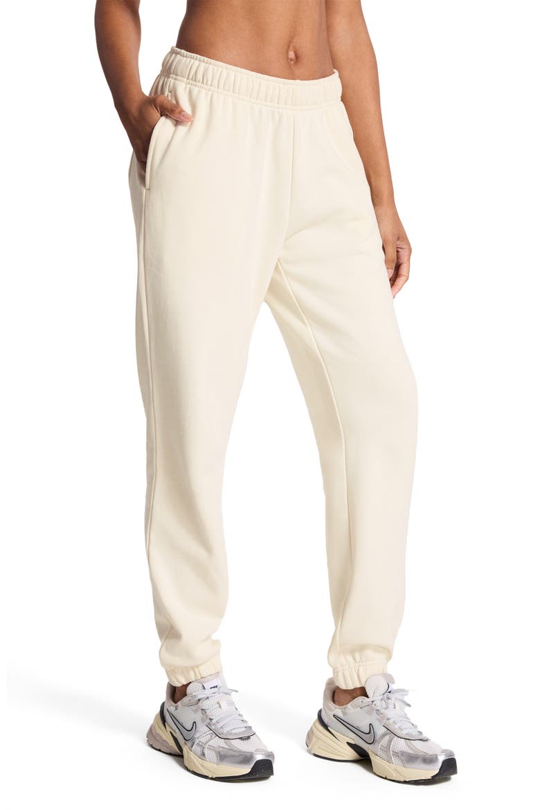 Embroidered Logo Terry Joggers, Alternate, color, GARDENIA