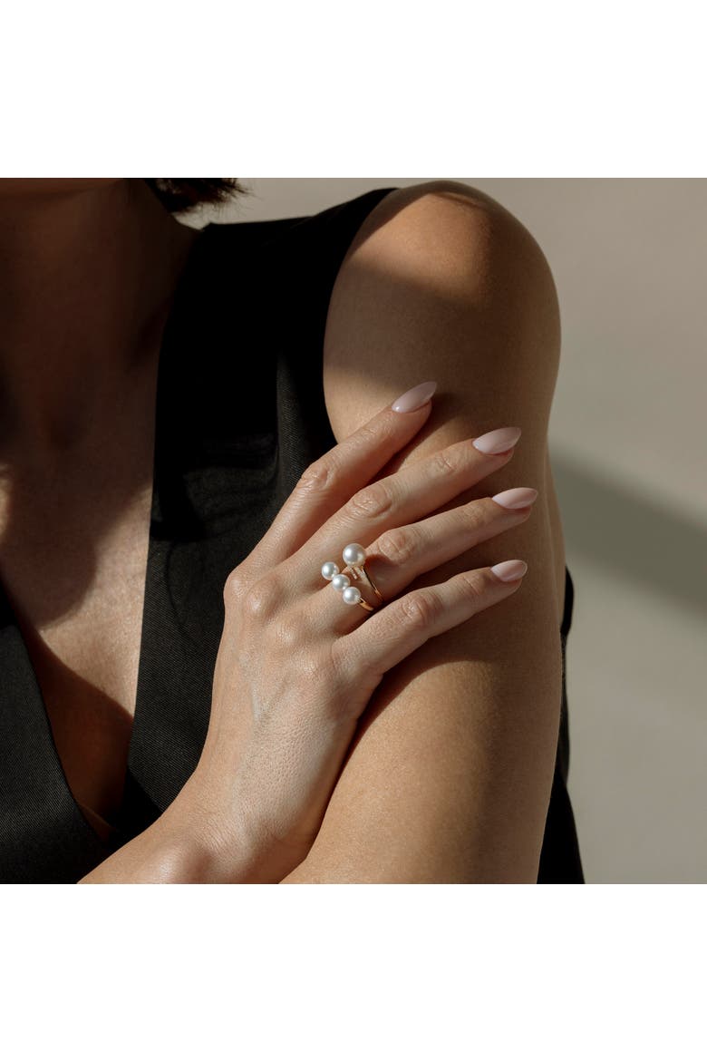 Freshwater Pearl & Diamond Valentina Ring, Alternate, color, Yellow Gold
