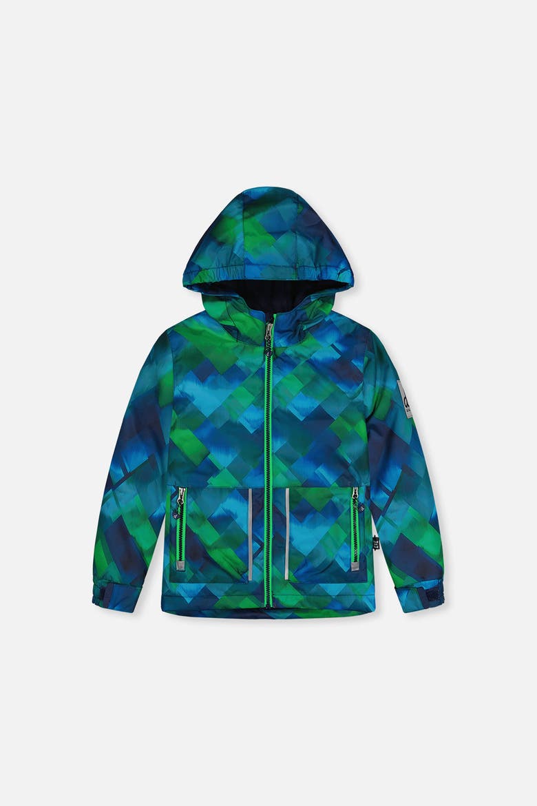 Checkered Lightweight Jacket & Foot Strap Pants Two Piece Snowsuit, Alternate, color, Blue and Green Checkered Print