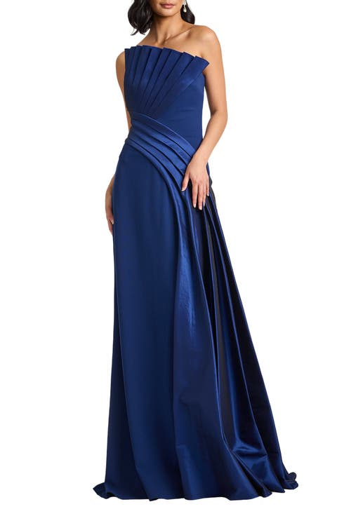 Pleat Detail Strapless Gown