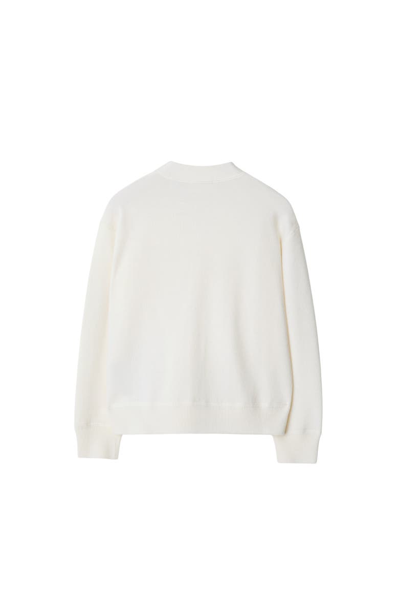 Burberry Check Label Wool Cardigan, Alternate, color, Ivory