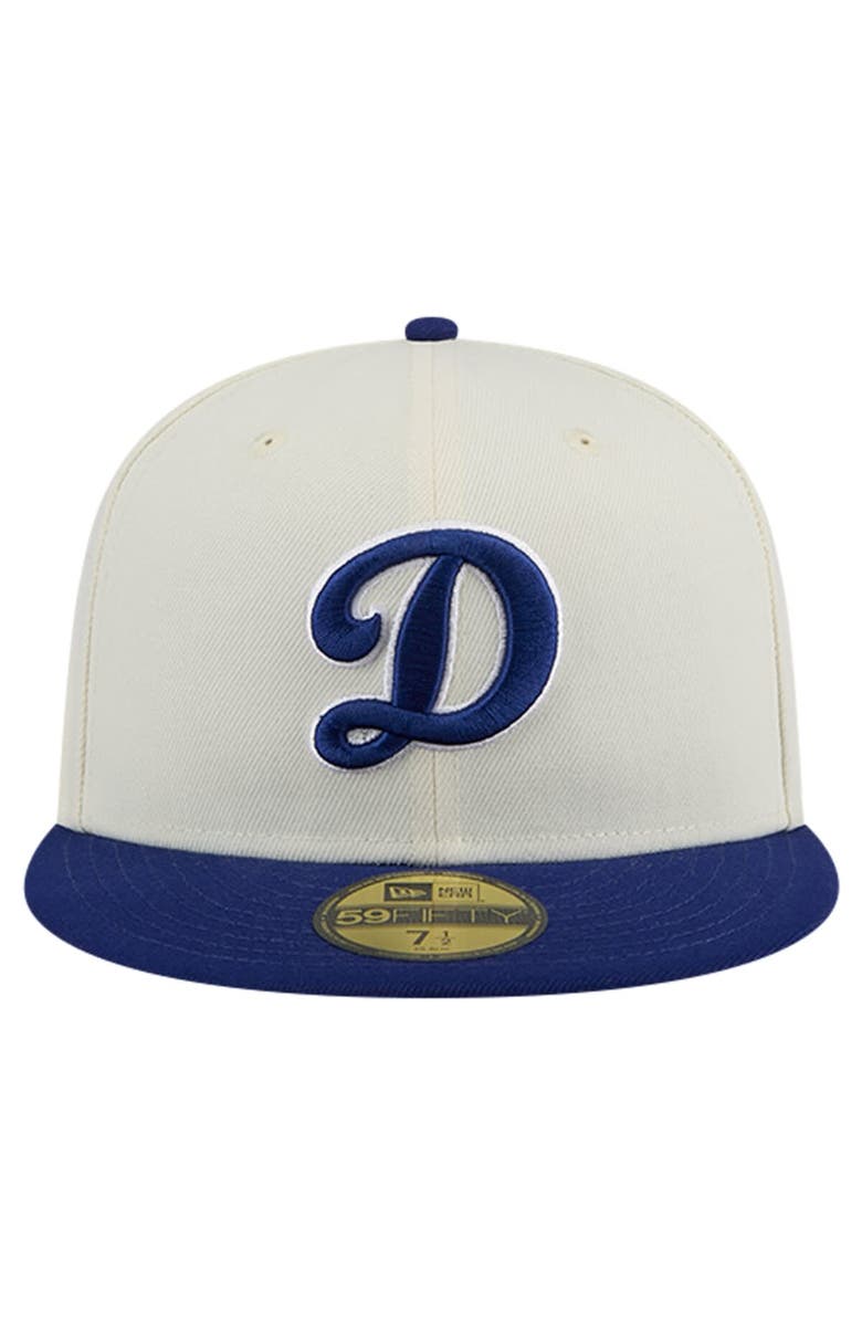 New Era Men's New Era Cream Los Angeles Dodgers Evergreen Chrome 59FIFTY Fitted Hat, Alternate, color, 