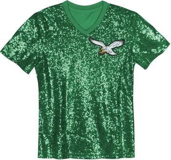 Girls Youth Jalen Hurts Kelly Green Philadelphia Eagles Sequin V-Neck Fashion Jersey