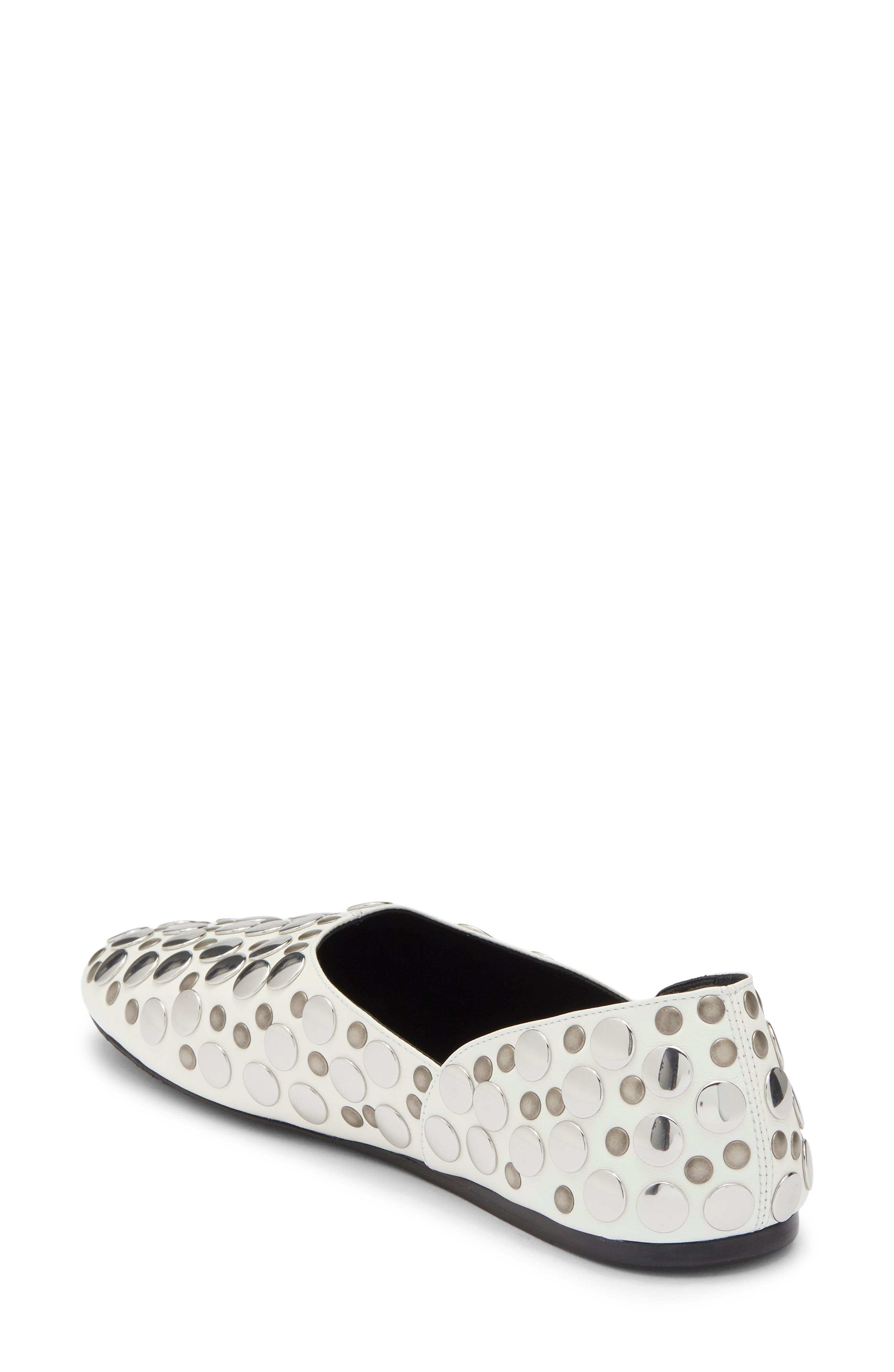 Khaite Jane Stud Ballet Flat, Alternate, color, Optic White