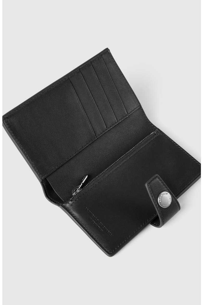 Brushed leather wallet with zipper, Alternate, color, Black