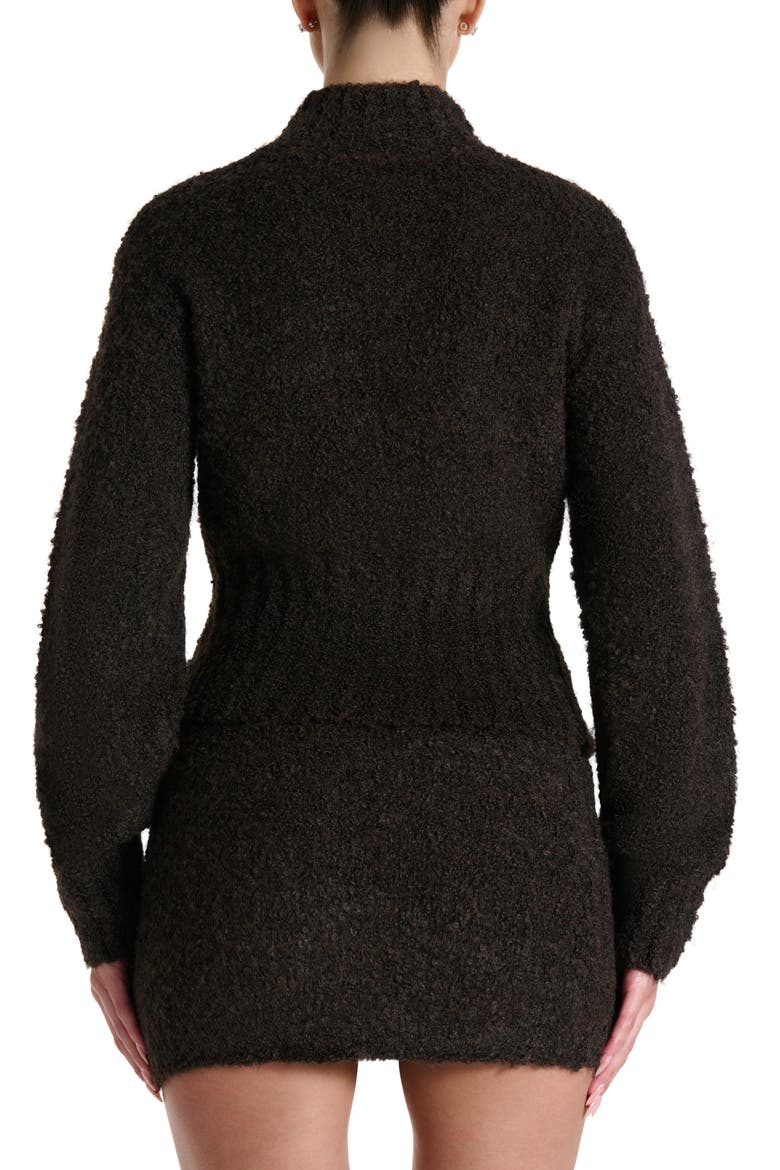 Turtleneck Bouclé Sweater, Alternate, color, DARK CHOCOLATE