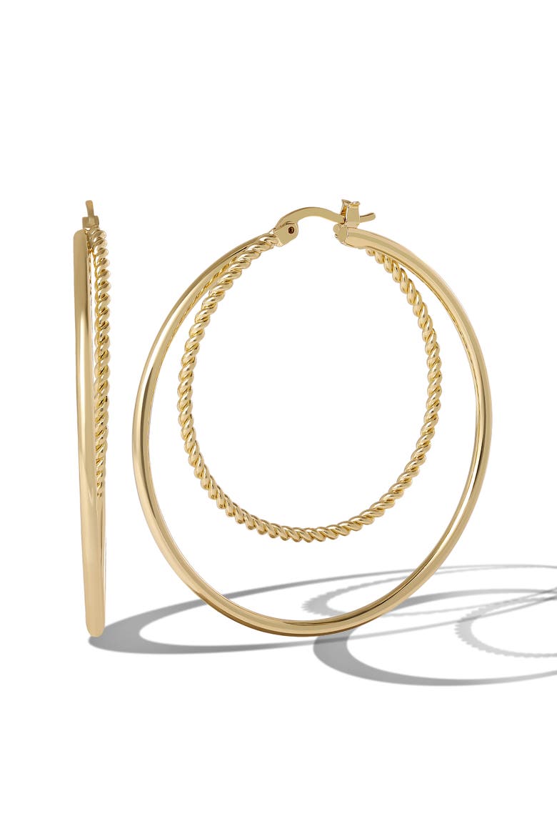 Womens Double Hoop Earrings - Gold-Tone Hoop Earrings, Main, color, Gold