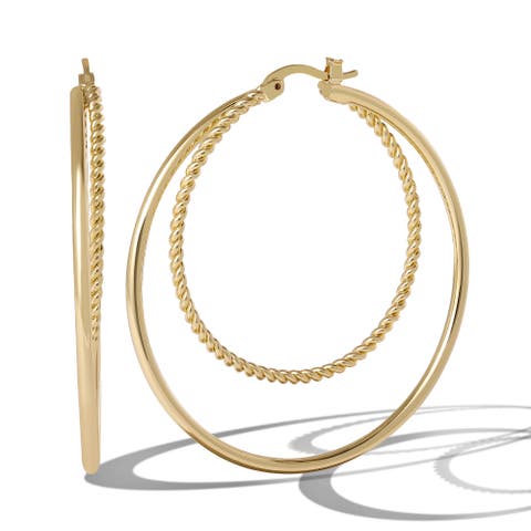 Womens Double Hoop Earrings - Gold-Tone Hoop Earrings