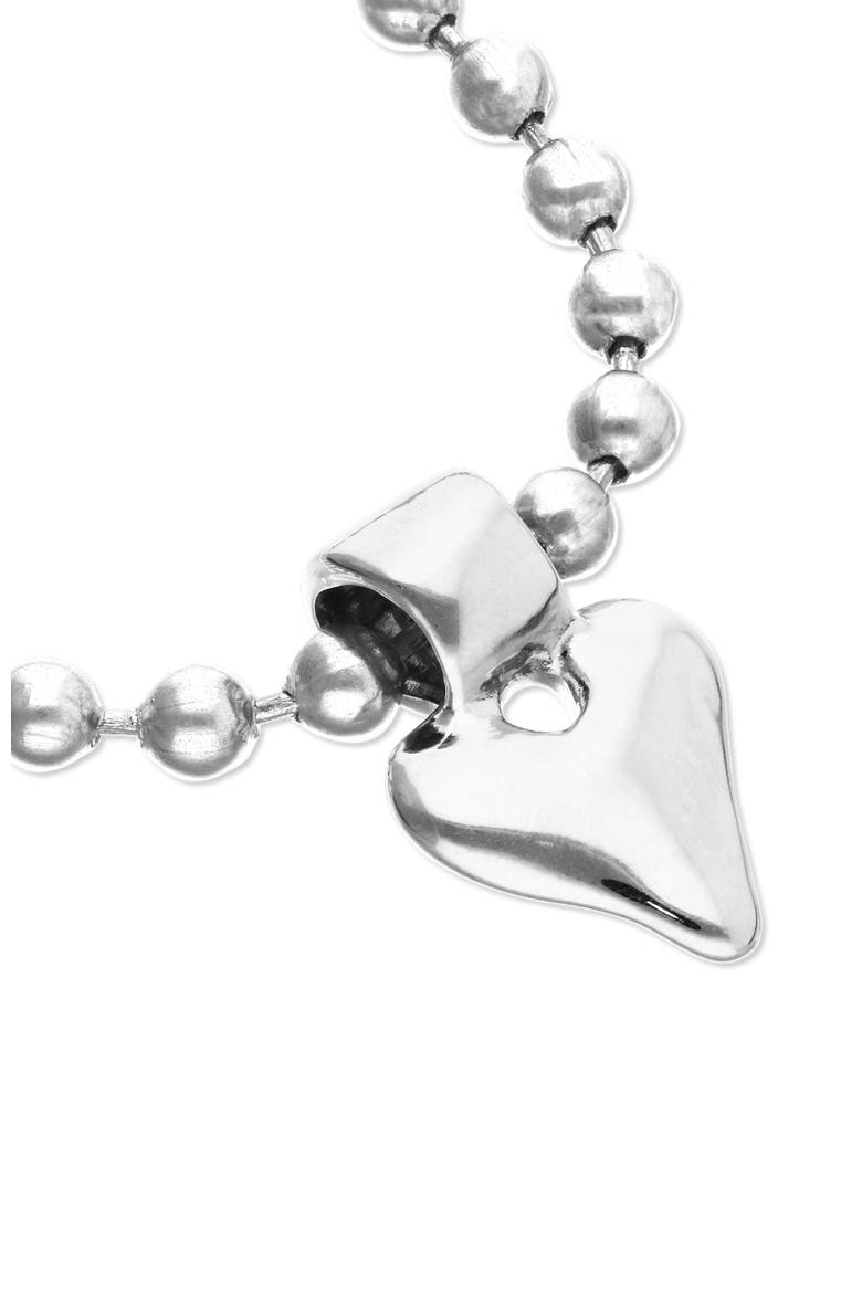 Sterling Silver Plated Ball Bracelet With Heart Detail, Alternate, color, Silver