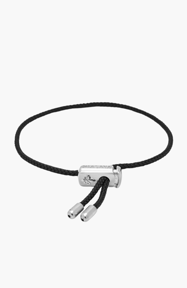 Nialaya Black String Adjustable Silver Lock Bracelet, Main, color, Black/Silver