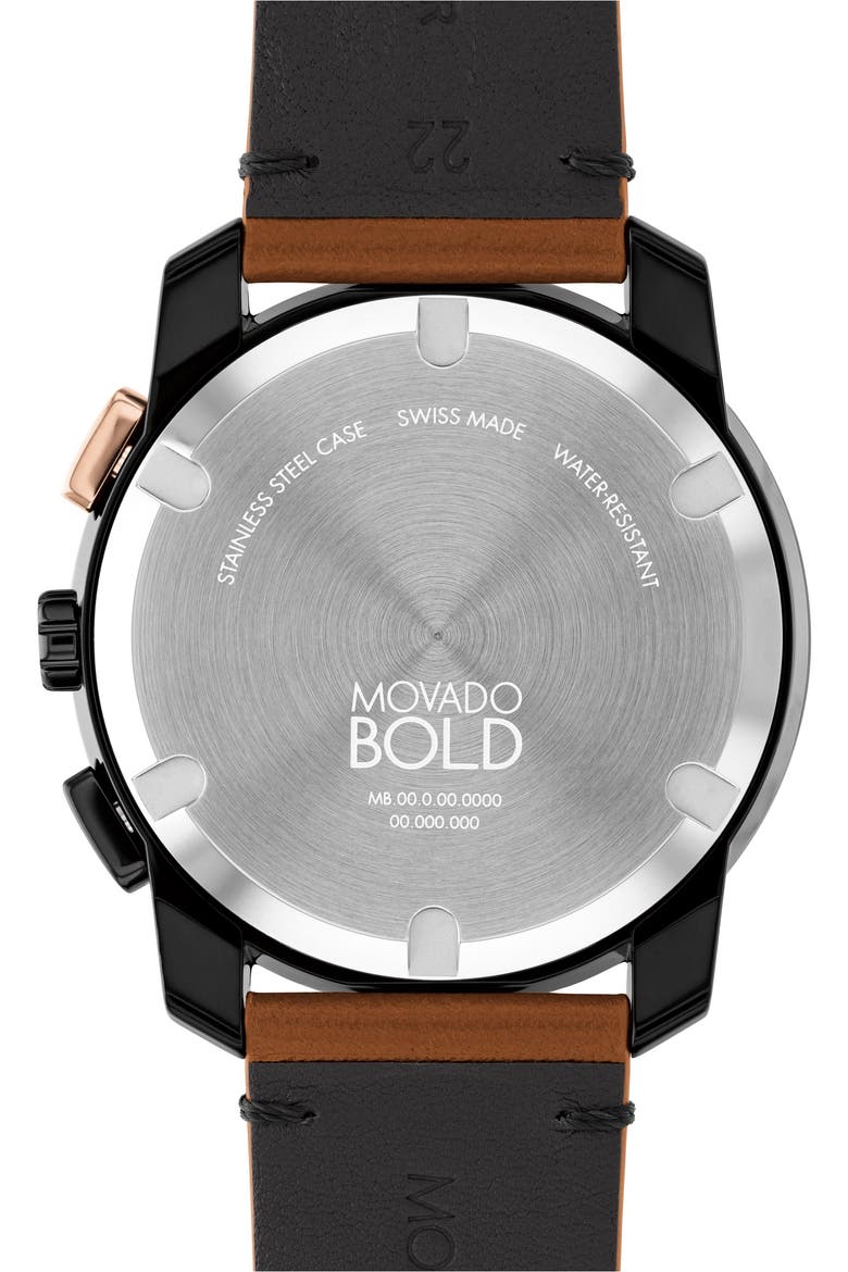 Bold TR90 Leather Strap Watch, Alternate, color, BLACK DIAL