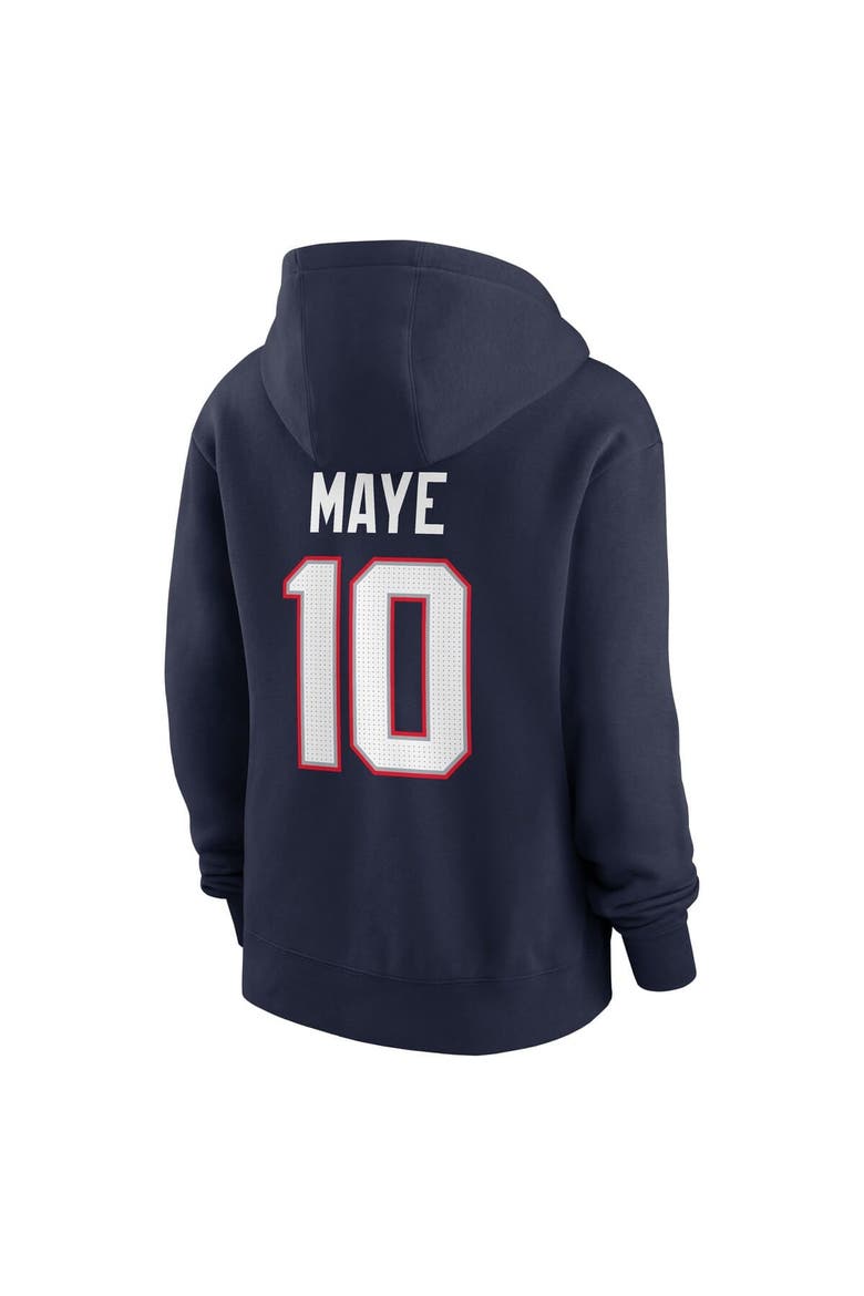Women's Nike Drake Maye Navy New England Patriots Player Name & Number Fleece Hoodie, Alternate, color, Navy