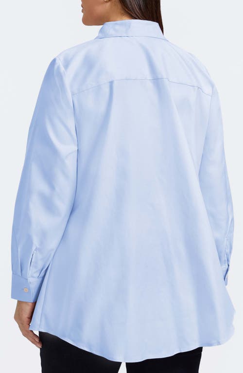 Foxcroft Cici Cotton Button-up Tunic Shirt In Soft Blue