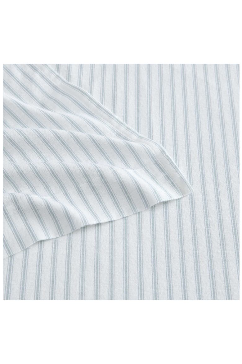 Chickadee Pines Cotton Flannel Sheet Set, Alternate, color, WHITE/ MIST BLUE