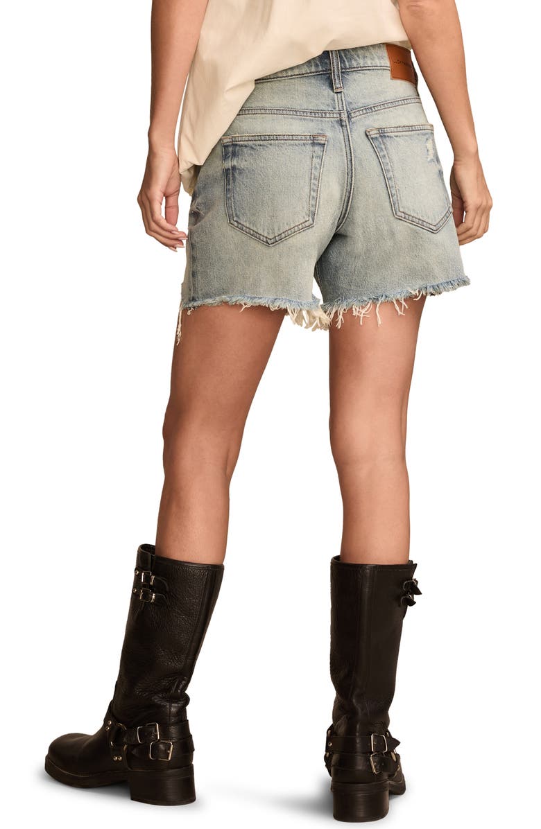 Lucky Brand '90s Raw Hem High Waist Denim Midi Shorts, Alternate, color, 