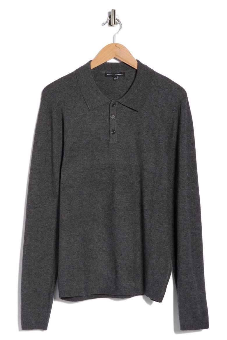 Daniel Long Sleeve Polo Sweater, Alternate, color, CHARCOAL