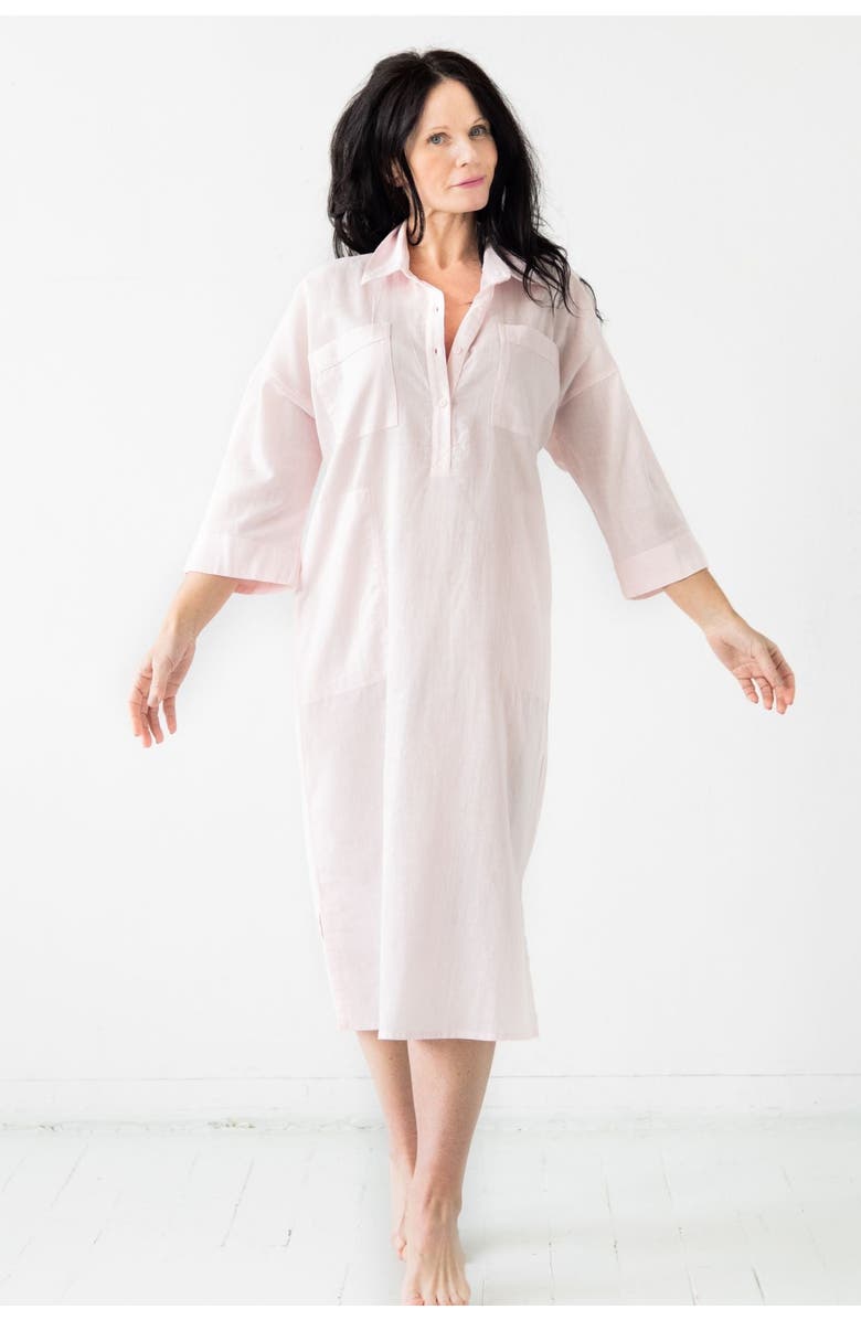 SALUA Oversized Button Down Long Sleep Shirt, Main, color, Light Pink