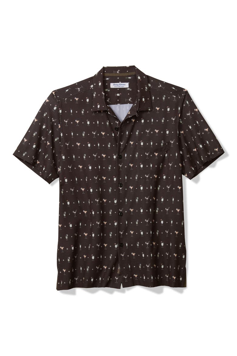 Bahama Coast Cocktail Conga Print Button-Up Shirt, Alternate, color, TAPENADE