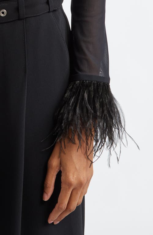 Cinq À Sept Shantel Sheer Mesh Long-sleeve Turtleneck Top In Black