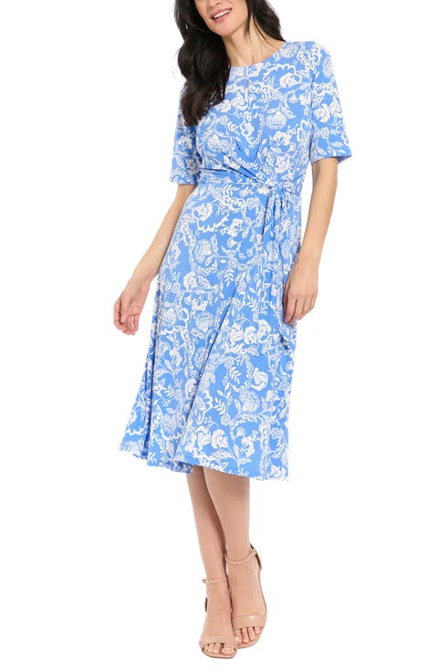 Elbow Sleeve A-Line Dress