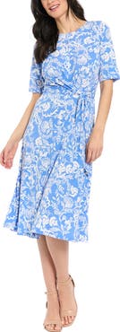 London Times Elbow Sleeve A-Line Dress
