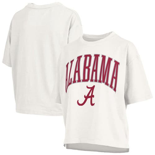 PRESSBOX PRESSBOX WHITE ALABAMA CRIMSON TIDE NELSON ARCH OVER LOGO WAIST LENGTH OVERSIZED SLUB T-SHIRT
