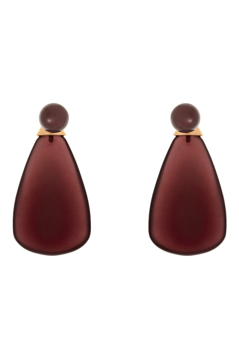 Perla Polished Teardrop Earrings, Alternate, color, GOLD TONE / BURGUNDY