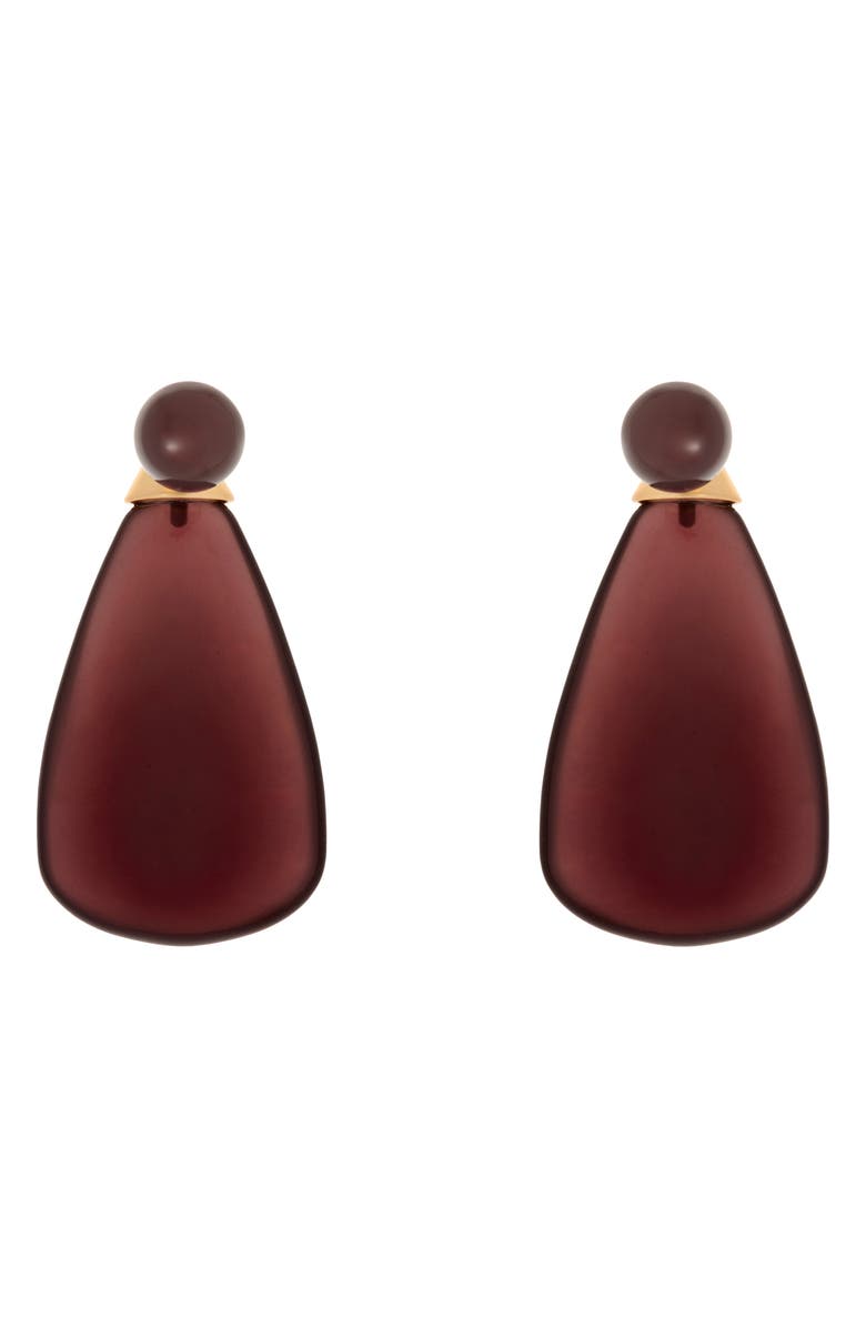 Reiss Perla Polished Teardrop Earrings, Alternate, color, Gold Tone / Burgundy