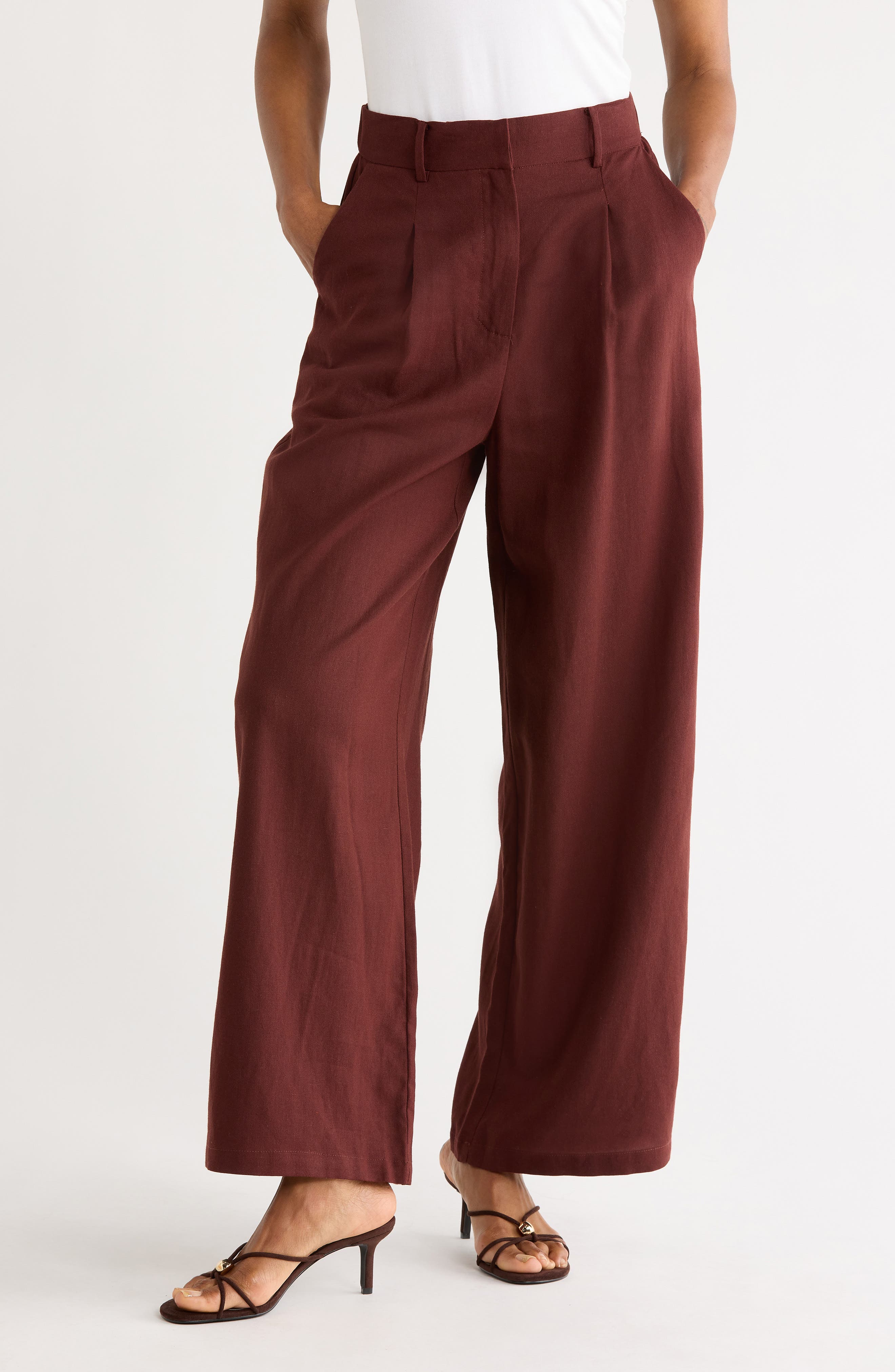FRNCH Paverdy Woven Linen Blend Pants