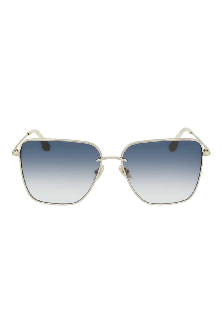 61mm Rectangular Sunglasses, Main, color, GOLD/ BLUE