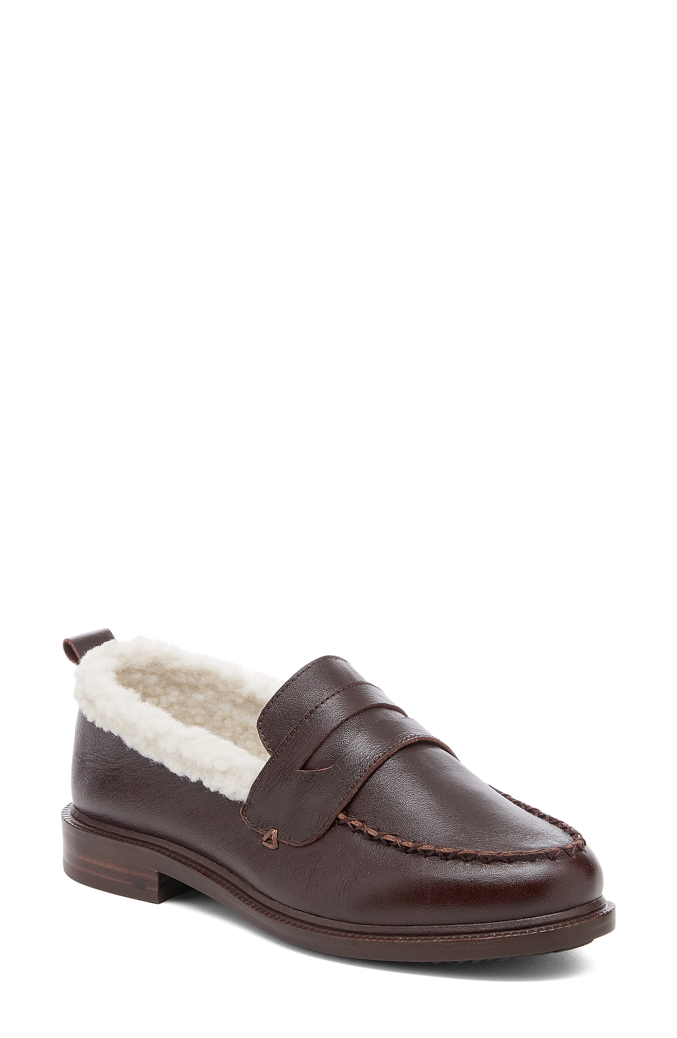 Lens Penny Loafer, Main, color, WARM BROWN