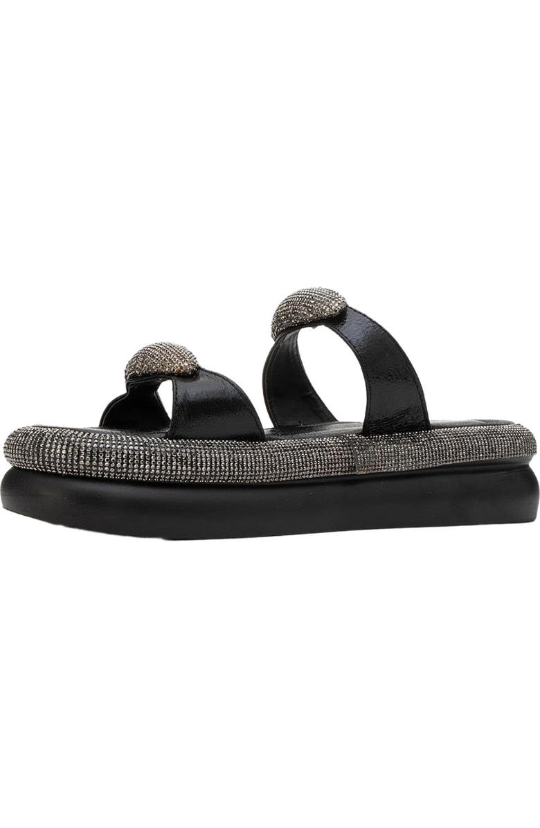 Prologue Shoes Finery Embellished Platform Slide, Alternate, color, Black Faux Leather