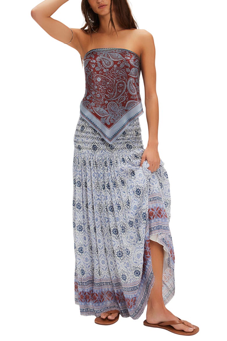 Ravenna Tie Dye Gauze Maxi Skirt, Main, color, BLUEBIRD COMBO