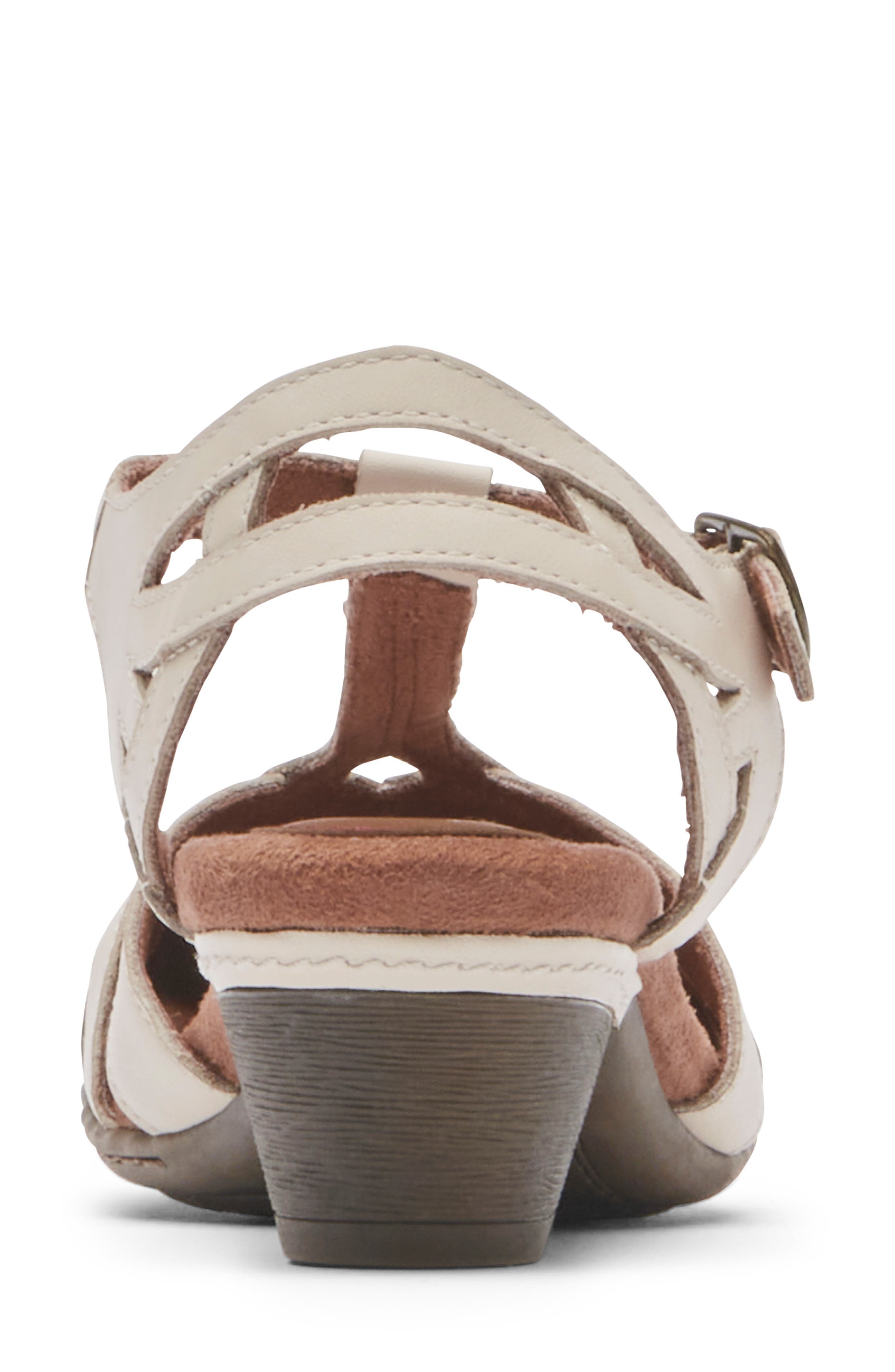 Rockport Cobb Hill Aubrey Block Heel Fisherman Sandal, Alternate, color, Cream