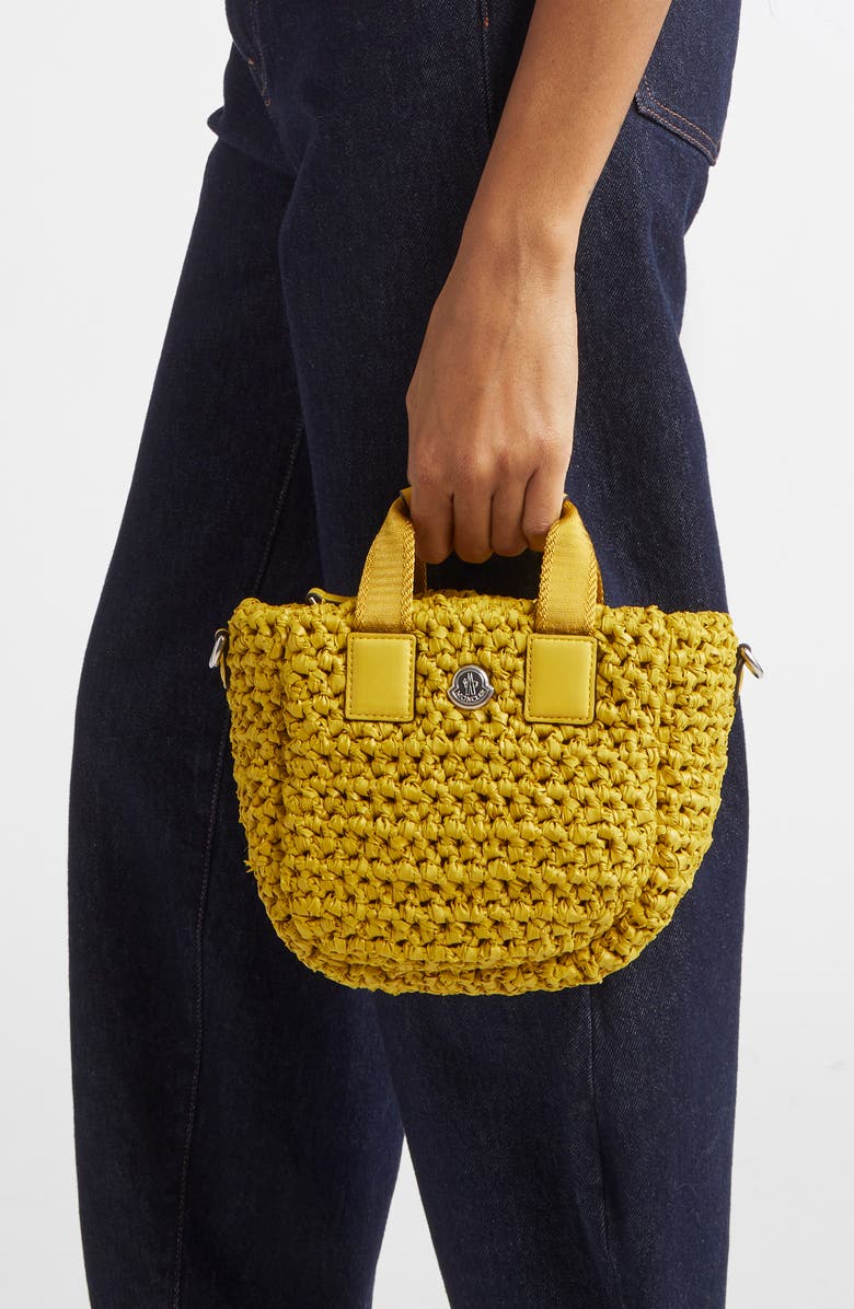 Moncler Micro Caradoc Woven Crossbody Bag, Alternate, color, Yellow Pear