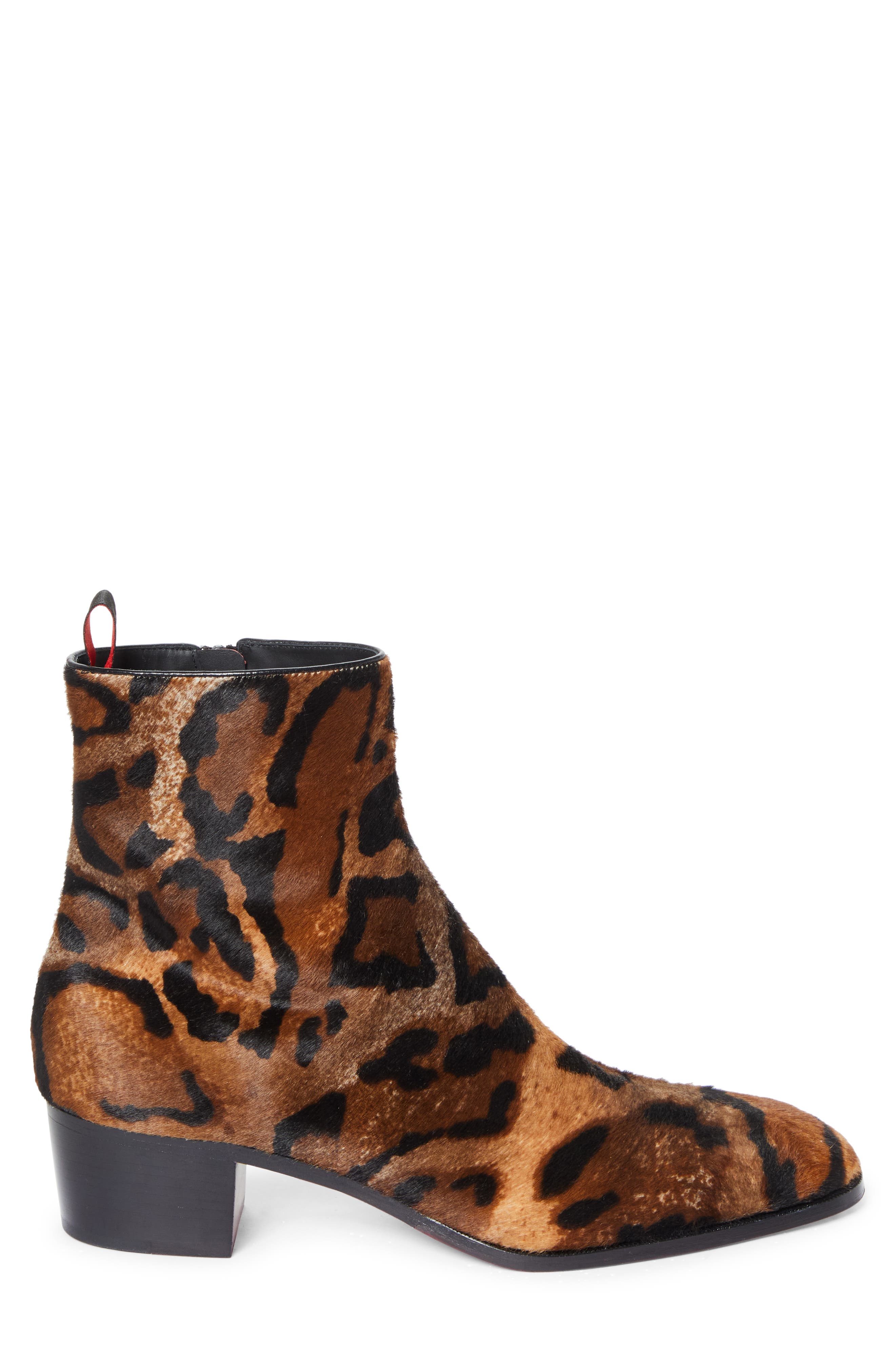 Christian Louboutin Ziggissimo Genuine Calf Hair Ankle Boot, Alternate, color, Brown Print Calf Hair