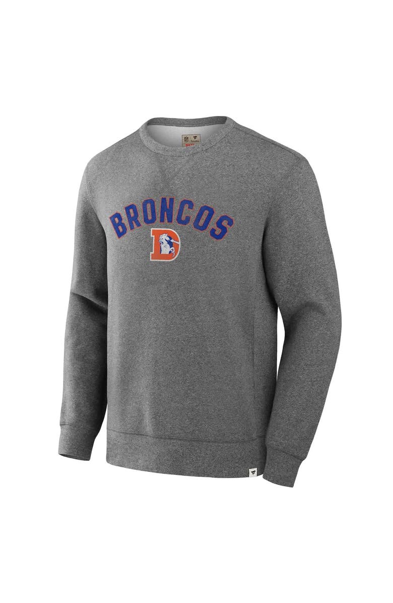FANATICS Men's Fanatics  Heather Gray Denver Broncos Loop Terry Pullover Sweatshirt, Alternate, color, 